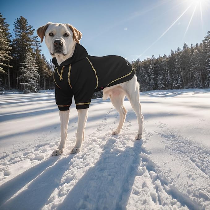 Basic Dog Hoodie Sweatshirts, Pet Clothes Hoodies Sweater with Hat and Leash Hole, Soft Cotton Outfit Coat for Large Medium Small Dogs, Black (Large)