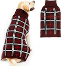 PUPTECK Dog Christmas Sweaters for Large Medium Small Dogs - Fall Classic Plaid Style Puppy Holiday Winter Coat Clothes Warm, Deep Red, XL