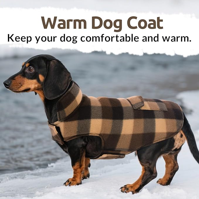 ASENKU Dog Winter Jacket Plaid Reversible Vest, Waterproof Dog Coat for Cold Weather, Perfect for Small to Large Dogs (Coffee, XS)