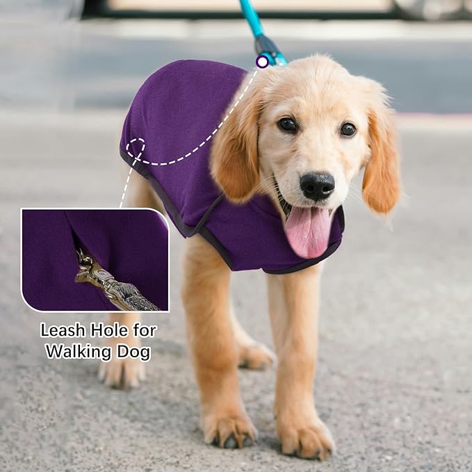 ROZKITCH Sweater for Dogs Large, Pet Windproof Warm Cold Weather Jacket Vest Cozy Jumpsuit Apparel Outfit Clothes for Walking Hiking Travel Sleep Purple XL