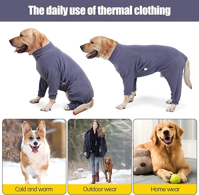 Dog Winter Coat,Warm Jacket,Puppy Polar Fleece High Collar Full Body Snowsuit,Comfort Windproof Dog Sweater(Grey,Middle)