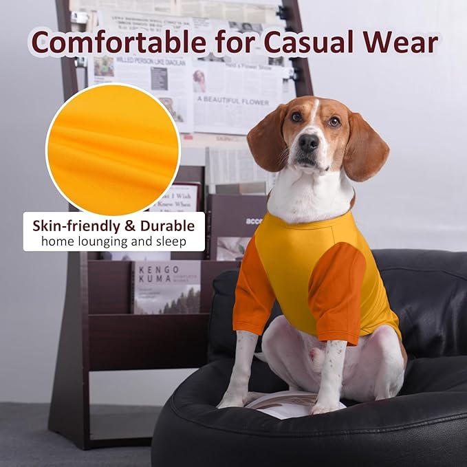 2 Pack Dog Shirt for Large Dogs XXL - Soft Breathable Cotton Tees, Freedom of Movement Prevents Overheating Dog Clothes for Border Collie, Pitbull, Boxer, Hiking, Play, Casual Wear, Orange