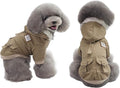 Warm Dog Hooded Trench Coat Windproof Parka Jacket for Cold Weather (M, Khaki)