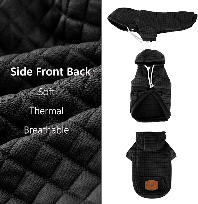 2 Pack Dog Hoodie Sweaters for Small Medium Dogs Warm Dog Clothes for Large Dogs Soft Waffle-Like Laminated Sweatshirt Bulldog (Black+Grey, 3XL (Back: 29.5",Chest: 36.5", Neck: 27"))