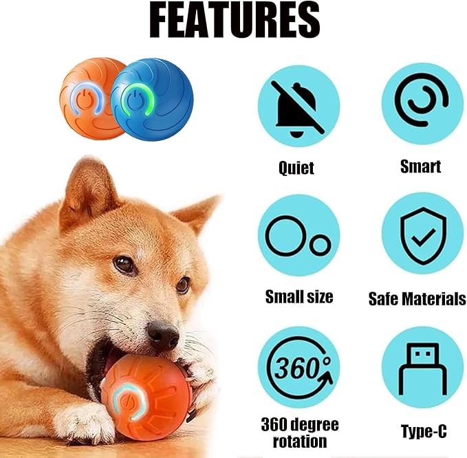Generic 2PCS Shaky Ball Toy for Dogs, Vibrating Dog Ball, USB Rechargeable, Interactive, Automatic Moving, Bouncing, Perfect for Small, Medium, Large Dogs