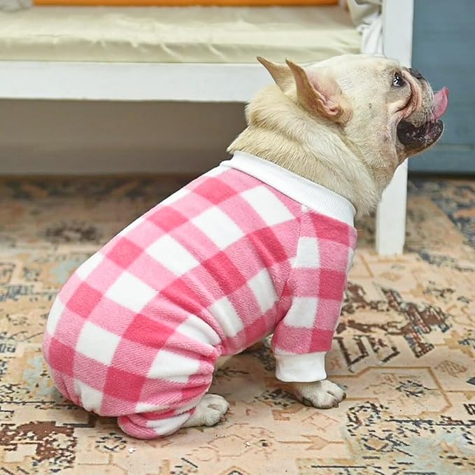 SCENEREAL Dog Pajamas for Small Dogs - Soft Warm Pet Sweater Clothes, Pink Girl Puppy Onesie Outfits for Doggie Winter Christmas - Dog Jammies Pjs