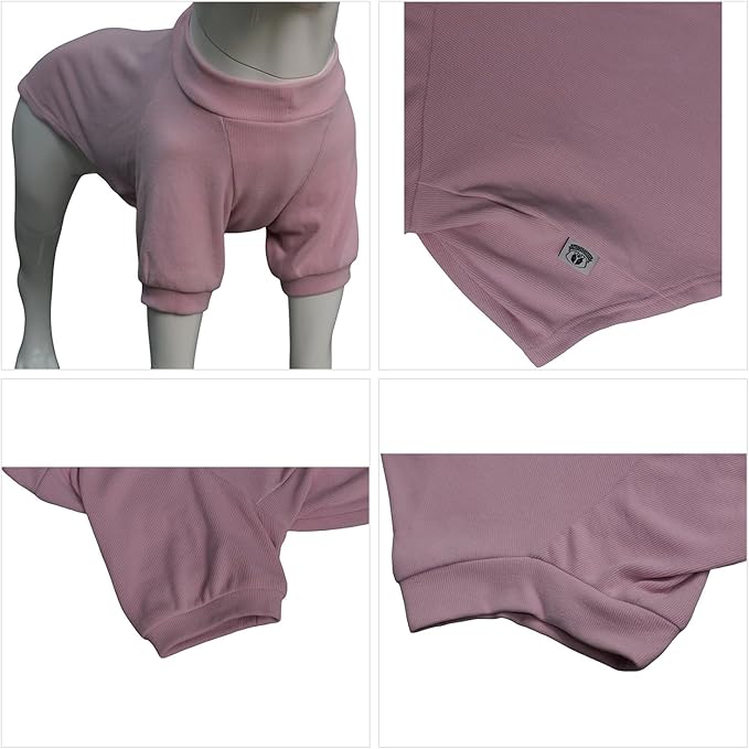 Lovelonglong Ribbed Dog T-Shirt Cotton Knitted Dog Sweaters for All Season Pet T-Shirts for Large Medium Small Dogs Light Pink S