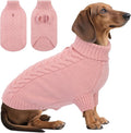 Dog Sweaters for Small Dogs Classic Turtleneck Dog Christmas Sweater Thick Warm Pullover Female Puppy Pet Stretch Knitwear Fall Winter Clothes with Leash Hole(Pink, S)