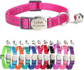 Personalized Reflective Cat Collar with Bell and Breakaway Buckle - Engraved Name and Phone Number