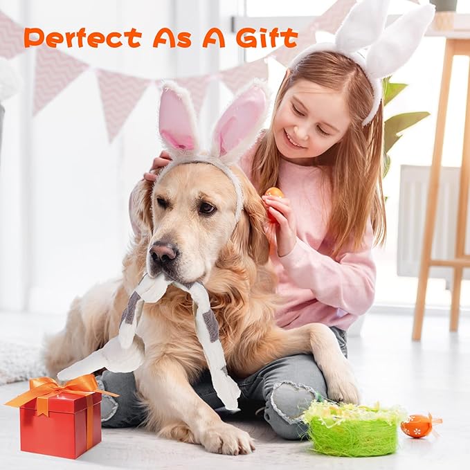 Mihachi Dog Squeaky Toys 16 Squeakers for Aggressive Chewers, Tough Interactive Tug of War Dog Toy-Squeaky Chew Toy for Small,Medium,Large Breed No Stuffing Rabbit Toy, Fun Long Toys 22.8 Inches