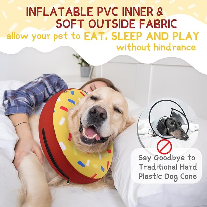 Supet Inflatable Dog Cone Collar Alternative After Surgery, Dog Neck Donut Collar Recovery E Collar for Neuter, Soft Pet Cone for Small Medium Large Dogs