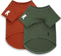 Koneseve Dog Shirts Soft Cat Clothes Comfy Cotton Stretchy for Small Dogs 2-Pack Rust & Mist Green L