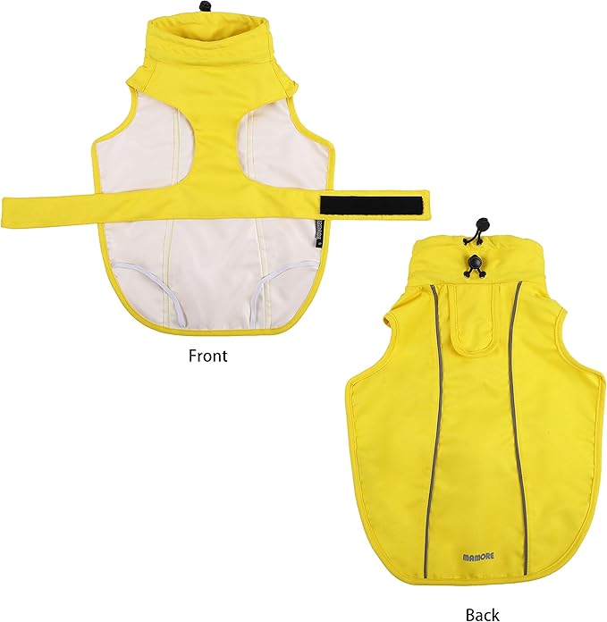 Waterproof Dog Raincoat with Reflective Strip, Adjustable Breathable Rain Coat Jacket with Leash Hole for Dogs (Yellow, XX-Large)