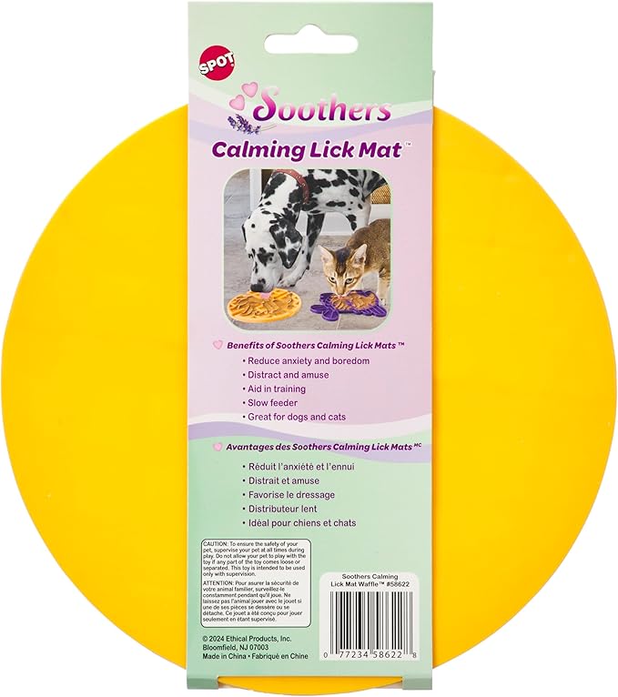 SPOT Soother Lick Mat- Dog Licking mat for Medium and Large Dogs and Puppies, Food Grade Rubber, Anxiety Reliever, Dog Peanut Butter Lick Pad, Slow Feeder, 7.5inch