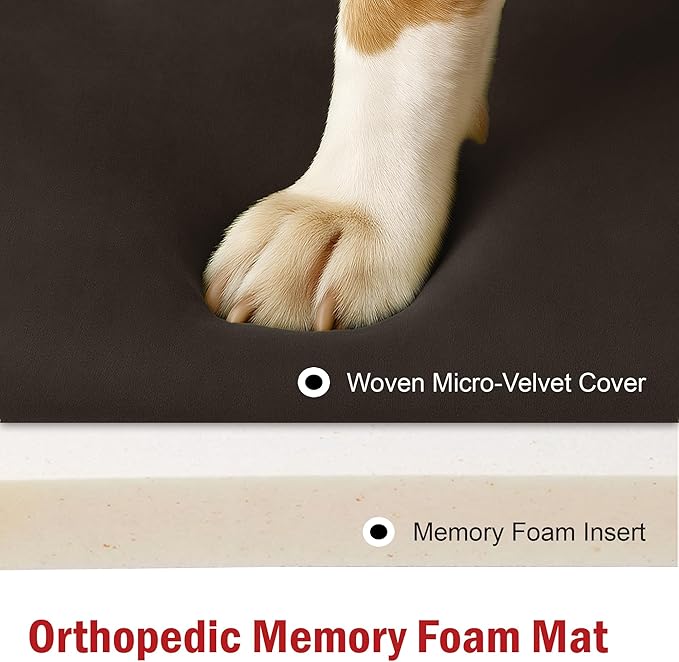 Majestic Pet Orthopedic Memory Foam Dog Crate Mat - Plush Pet Bed Pad for Crates & Kennels | USA Crafted | 36"x23" Villa Storm