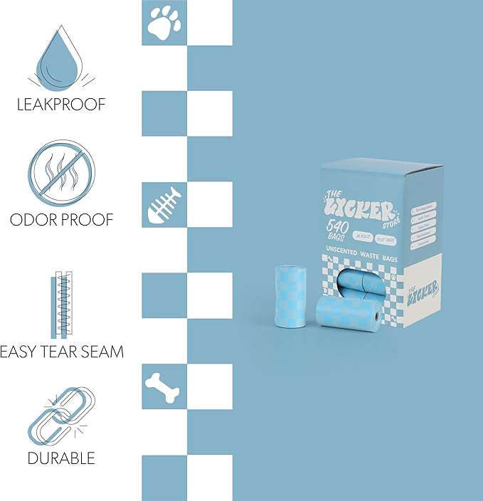 13 in. x 9 in. Extra Thick Leak Proof Unscented Dog Poop Bags, Blue (540 Count, 36-Rolls)