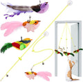 Interactive Bird Cat Toy,1Pcs Interactive Chirping Bird Cats Feather Toys and 2Pcs Birds Cat Feather Toys Replacement for Indoor Cats
