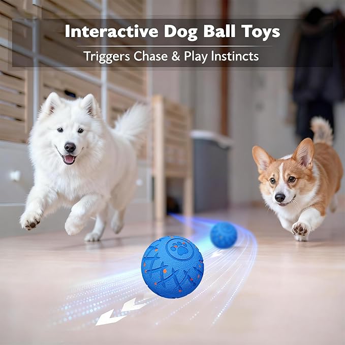 Interactive Dog Toys Dog Ball,Durable Motion Activated Automatic Rolling Toys for Medium/Large Dogs,Automatic Moving, Bouncing,and Rotating,E-TPU Material, IP54 Waterproof (Blue)