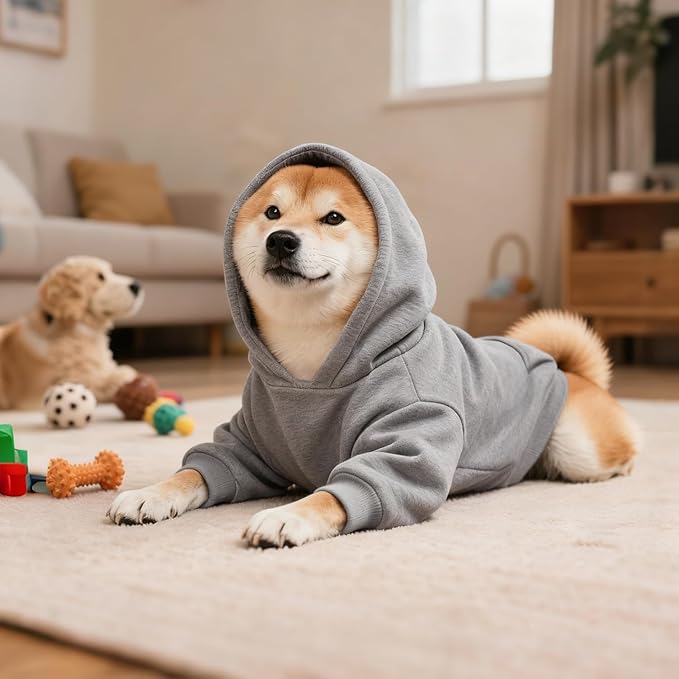 Idepet Pet Dog Hoodies 2 Pack with Pocket, Dog Outfits for Small Pets Chihuahua Clothes Warm Coat Jacket Autumn Puppy Sweatshirt Cats Clothing