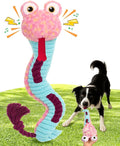 Swooflia Dog Rope Toy - Interactive Cute Snake Squeaky Plush Toys Stuffless, Teeth Cleaning for Small Medium Large and Boredom Dogs, Outdoor Durable Puppy Tug of War Chew Toy