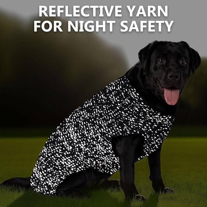 KYEESE Dog Sweater with Leash Hole Warm Pullover with Reflective Yarn for Small and Medium Dogs Male Soft Knit Pullover Boy Dog Coats Cozy Lightweight Thick Sweater,Grey,Medium