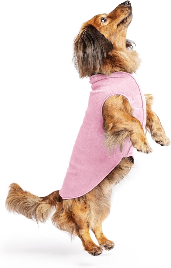 Goldpaw Stretchy Fleece Jacket for Small Dogs - Super Soft, Warm Dog Sweater - Pet Sweater Vest for Fall and Winter - Canine Clothes Made in The USA - Machine Washable - Rose - Size 12