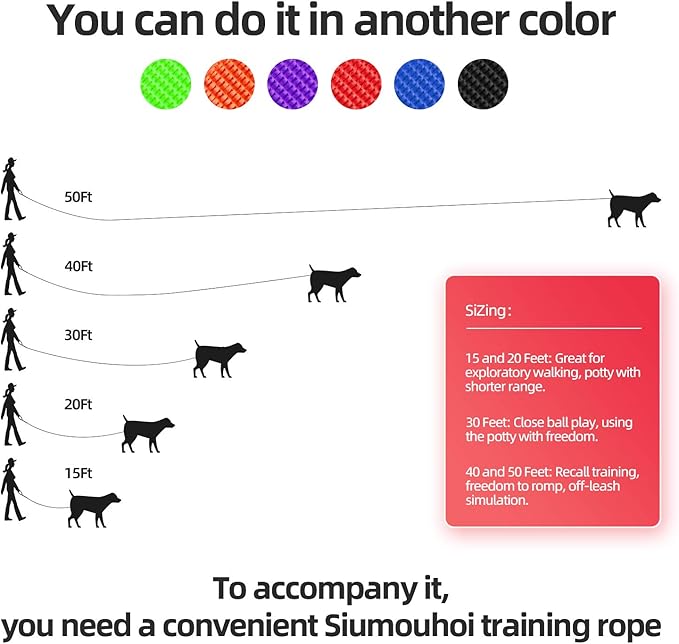 Dog/Puppy Obedience Recall Training Agility Lead -15ft 20ft 30ft 40ft 50ft Training Leash - Great for Play, Camping, or Backyard - Red 50ft