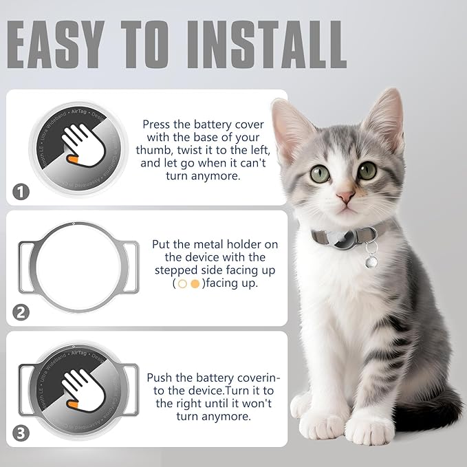 AirTag Cat Collar, Ultra Elastic Cat Tracker Collar, Airtag Holder Compatible with Apple Air Tag, [Lightweight & Scratch Resistant] Adjustable Stepless GPS Pet Collar for Cats Kittens, Brown