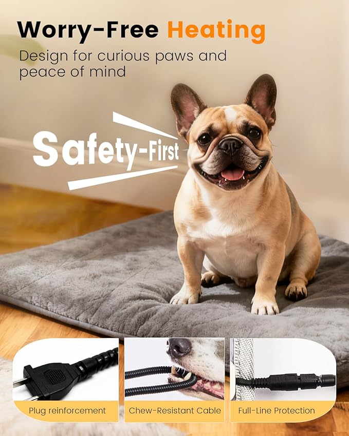 Mora Pets Pet Heating Pad Heated Dog Bed 9 Adjustable Temperature Cat Warming Mat with Timer Auto Power Off Heated Pet Bed 47 Inch for Large Dogs and Muti Pets
