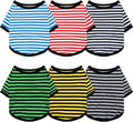 Geyoga 6 Pieces Dog Striped T-Shirt Cotton Breathable Pet Apparel Colorful Puppy Sweatshirt Clothes for Small to Medium Dogs Puppy(Dark Color,M)