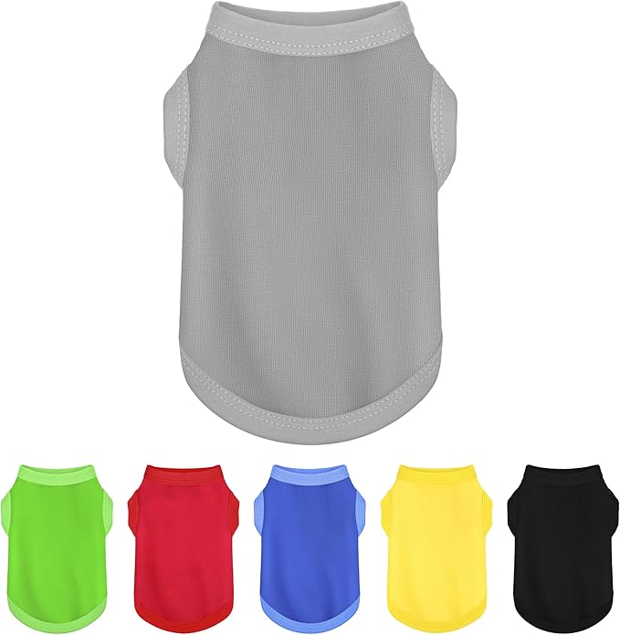 Elevate Your Dog's Fashion Quotient with Colorful and Breathable Sleeveless Cotton Shirts! Perfect Pet Apparel for Small to Medium Dogs Gray L