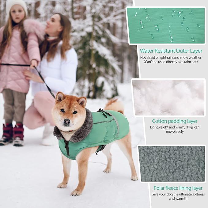QBLEEV Warm Dog Coat: Reflective, Waterproof Winter Coat Turtleneck, Thick Fleece Snowsuit Christmas Vest for Small to Large Dogs