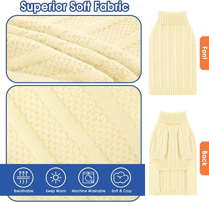 Queenmore XSmall Dog Sweater,Small Sweater for Dog,Soft Knitted Christmas Clothing,Turtleneck Pullover Puppy Sweaters for Dogs Girls Boys,Cozy Pet Knitwear for Teacup,Chihuahua(Light Apricot,XS)