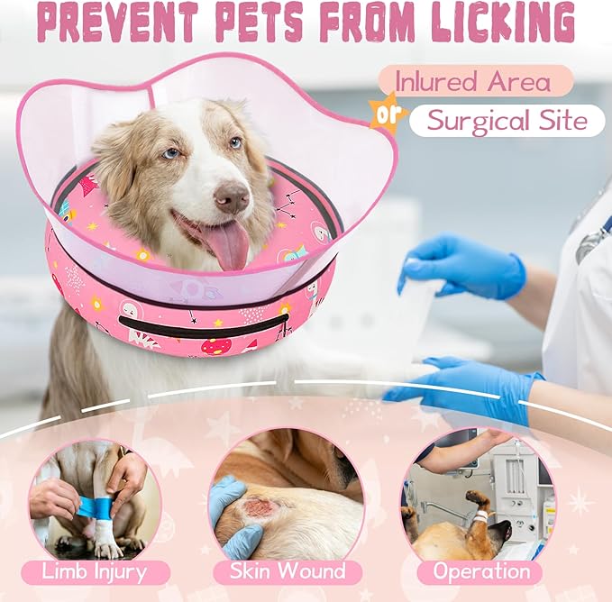 Elevated Inflatable Dog Cone Collar to Stop Licking, Dog Donut Collar After Surgery, Soft Dog Cone Alternative for Small Medium Large Dogs