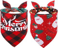 SCENEREAL Christmas Dog Bandanas 2 Pack, Puppy Xmas Santa Claus Elk Triangle Bibs Handkerchief, Reversible Holiday Dog Bandana for Boy and Girl, Premium Pet Scarf for Small Medium Large Dogs L