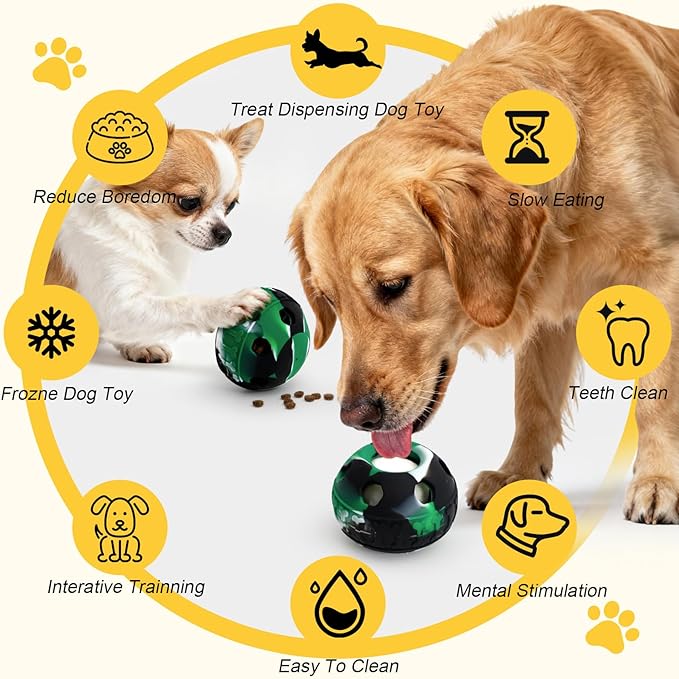 IFOYO Frozen Treat Dog Toy Ball for Small to Medium Dogs, Silicone Enrichment Dog Toys to Keep Them Busy, Reduce Anxiety, Puzzle Treat Dispensing Dogs Toys for Slow Food Training, Easy to Clean