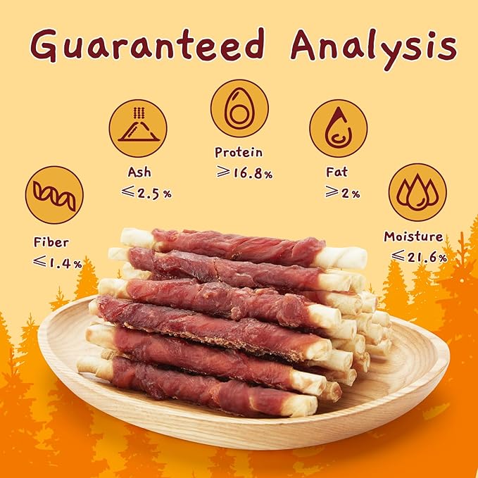 Jungle Calling Dog Treats, Duck Breast Wrapped Rawhide Sticks for Dogs, Grain-Free Natural Chewy Treats Picky Dogs, Puppy Chews Snacks,10.6 oz (Pack of 2)
