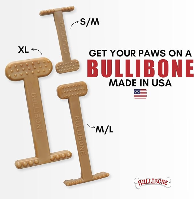 Bullibone Nylon Dog Chew Toy Nylon Bone - Improves Dental Hygiene, Easy to Grip Bottom, and Permeated with Flavor (Beef, Small - 2 Pack)