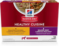 Hill's Science Diet Healthy Cuisine, Adult 1-6, Great Taste, Wet Dog Food, Variety Pack: Roasted Chicken, Carrots & Spinach; Braised Beef , Carrots & Peas Stew, 12.5 oz Can Variety Pack, Case of 12