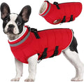 Small Dog Coat with Harness Built-in, Waterproof Reflective Fleece Lined - Warm Windproof Winter Jacket with Back Zipper, Cold Weather Snow Dog Coats - Red - XS