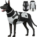 FUAMEY Dog Winter Jackets for Large Dogs,Dog Coat with Harness Built in,Waterproof Dogs Snowsuits Warm Pet Jacket Zip Up Fleece Cold Weather Coats Reflective Puppy Vest with Pocket Black 2XL