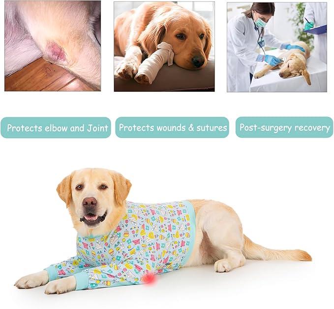 Dog Recovery Shirt for Front Legs, Dog Elbowpads Sleeve Protect Dogs Elbows Arms,Stop Licking Joints After Surgery, Help with Injury Healing Covers The Wound, Cone Alternatives (Blue, 7XL)