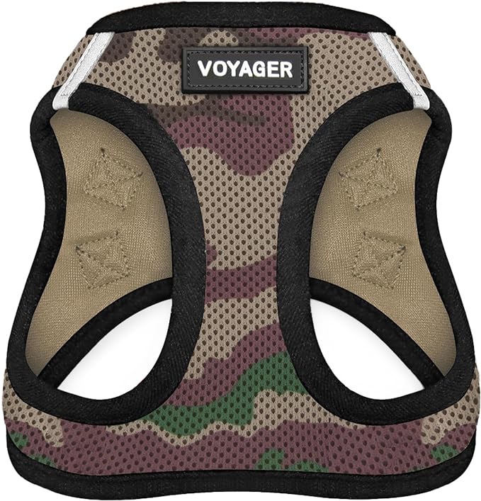Best Pet Supplies Voyager Step-in Air Harness - All Weather Mesh, Reflective, No Pull Harness for Dogs, Cats - Secure with Hook & Loop Fastener, Buckle, Double D-Rings - Army/Black Trim, XS