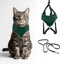 A1HC Escape Proof Cat Harness and Leash - Soft Adjustable Vest, Comfortable Mesh and Long Strips with Air Tag Pocket, Easy Control, Safe Walking Harness for Cats & Kittens - Dark Green (Large)