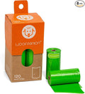 Woofpanion Improved Dog Poop Bags - Extra Strong Leak Proof Waste Bags Made from Recycled Plastic Unscented Refill Rolls for Easy Cleanup 8 rolls | 120 bags