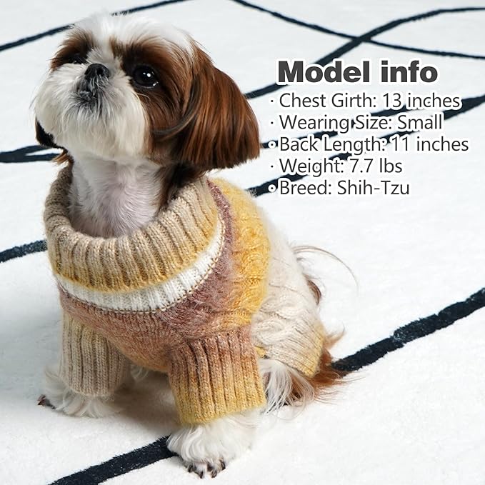 KYEESE Dog Sweater Cable Knit Thick Fuzzy Dog Knitwear Turtleneck Warm with Sleeves Dogs Clothes Gradient Color, Brown, XLarge