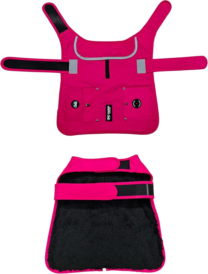 Joyride Harness FrostFlex Dog Winter Jacket - Fleece Lined & Water-Resistant - Snowsuit with Pockets for Treats & Poop Bags - Durable Cold Weather Dog Coat - Pink Berry-XL