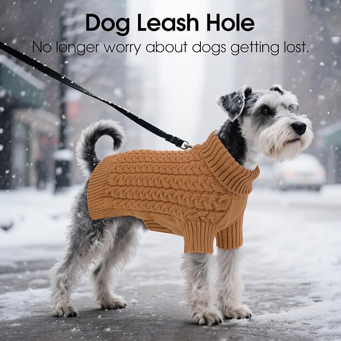 SAWMONG Dog Sweater, Dog Sweaters for Large Dogs Girls Boys, Pullover Turtleneck Knitted Doggy Sweatshirt, Cold Weather Pet Clothes（Khaki, X-Large