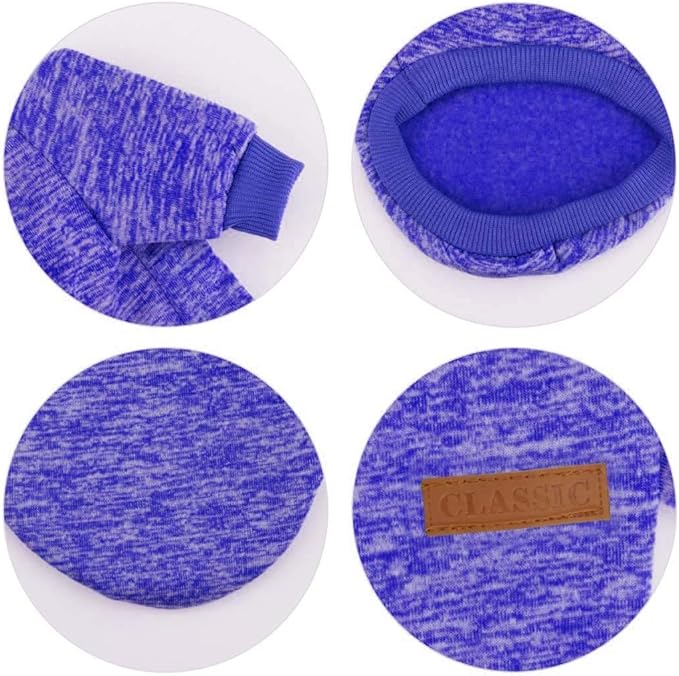 Idepet Pet Dog Classic Knitwear Sweater Soft Fleece Coat Thickening Warm Pup Dogs Shirt Winter Pet Dog Cat Clothes Puppy Customes Clothing for Small Dogs (XXS, DarkBlue)