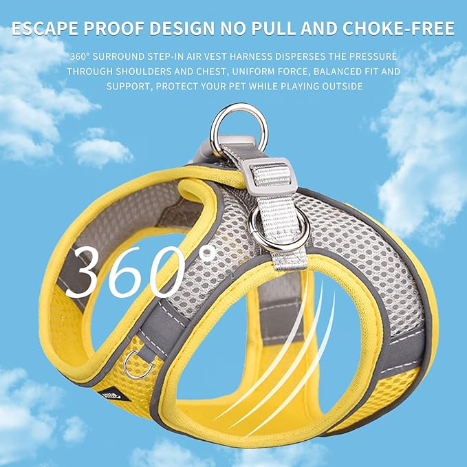 AIITLE Easy Walk Dog Harness and Leash Set - Pet Supply No Pull, Step in Adjustable Pet Harnesses with Padded Vest for Summer, No Choke Over, Easy to Put on Medium Dogs Yellow L